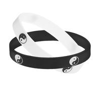 FOYTOKI Braccialetti in Silicone Yin Yang 2 Pezzi Nero Bianco, Bracciale di Gomma da Donna e Uomo per Coppie, Design Tai Chi Elegante per Uso Quotidiano e Regalo
