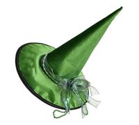 FOYTOKI Cappello da Strega Verde a Punta Alto e Curvo e Plastica, Comodo e Riutilizzabile per Costumi di Carnevale e Cosplay Adulti