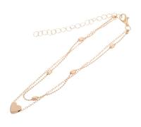 FOYTOKI Cavigliera da Donna a Doppio Strato Cuore in Rame Color Oro, Design Semplice e Confortevole, per Accessori Spiaggia e Uscite al Mare