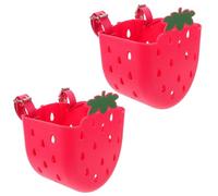 FOYTOKI Cestino Anteriore 2 Pezzi per Bicicletta in Plastica Leggero e Facile da Pulire a Forma di Fragola per Tricicli e Biciclette, per Gite All'aperto