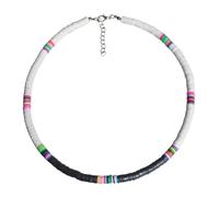 FOYTOKI Collana Donna Boho in Argilla con Pendenti Rotondi Nero Bianco Leggera e Skin Friendly per Spiaggia