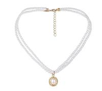 FOYTOKI Collana Girocollo Doppio Strato di Perle e Catena Sottile, Accessorio Raffinato per Occasioni Casual e Feste tra Amiche