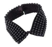 FOYTOKI Collare Finto Donna in Poliestere Nero con Perline Cucite a Mano, Accessorio Elastico e Versatile per Abbinare Vestiti, Maglie e Maglioni in Molte Occasioni