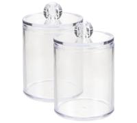FOYTOKI Contenitore per Cotton Fioc in Acrilico 2 Pezzi, Scatola Porta Dischetti Struccanti, Organizer Compatto e Trasparente per Bagno e Toeletta