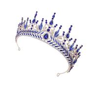 FOYTOKI Corona per Chioma da Sposa Elegante Strass Azzurri, Copricapo a Corona Barocco per Feste, Matrimoni e Cerimonie, Decorazione Tiara Vintage Resistente per Chioma Lunghi e Corti