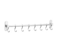 FOYTOKI Elemento di stoccaggio a parete in alluminio spaziale 50 cm con 8 ganci mobili per cucina e bagno argento resistente alta portata senza foratura
