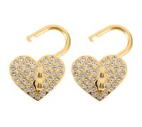 FOYTOKI Lucchetto a Forma di Cuore Piccolo con Strass e Chiave Lucchetto Dell'amore Decorativo in Lega Dorata per Bagagli Portagioie per Coppie in Luoghi Panoramici Set da 2 Pezzi