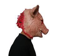 FOYTOKI Maschera di Testa di Maiale in Lattice per Halloween, e Confortevole, per Giochi di Ruolo e Case Infestate, Design Spaventoso e Misterioso