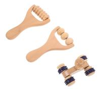 FOYTOKI Massaggiatori in Legno Set 3 Pezzi, Rullo Massaggiante Compatto Per Schiena, Spalle e Piedi, Massaggio Rilassante Post Sportivo Impugnatura Ergonomica, Per Uso Domestico e All'aperto