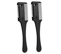 FOYTOKI Pettine Rasoio Doppio Lato Set 2 Pezzi in Plastica e Metallo Pettine Professionale per Sfoltire Chioma Nero Portatile Taglio Fai da Te a Casa