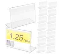 FOYTOKI Porta Cartelli da Tavolo in Acrilico Trasparente 9x6 Cm, Supporto Inclinato per Numeri e Etichette, Espositore Stabile per Ristoranti, Negozi e Fiere, Set da 30 Pezzi