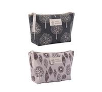 FOYTOKI Set 2 Pezzi Pochette Cosmetici Portatile in Canvas Stampa, Grande Capacità e Cerniera Liscia, Organizer per Cosmetici da Viaggio per Attività Outdoor