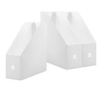 FOYTOKI Set 3 Pezzi Scaffali per Libri e Organizer per Carta da Scrivania in Plastica Opaca Bianca, Scatole Verticali Portariviste da Ufficio 9x24x27 Cm per Organizzazione Documenti