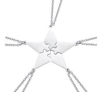 FOYTOKI Set 5 Collane Amicizia Ciondolo a Puzzle a Cinque Punte in Acciaio Inossidabile, Collane degli Amici per Donne e Famiglie, Accessori Gioielli Simbolici da Indossare Ovunque