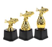 FOYTOKI Set da 3 Trofei Mini Coppa da Pesca, Premiazione Concorso Ricreazione Base per Targhetta Fai da Te, Decorazione Cerimonia in Plastica Resistente