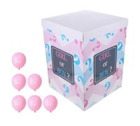 FOYTOKI Set Palloncini Rivelazione Sesso con Scatola Trasparente, 1 Kit Decorazioni Gender Reveal per Shower, 6 Palloncini Rosa Inclusi, Materiale Resistente per Feste di Gravidanza
