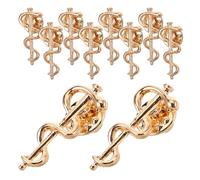 FOYTOKI Spilla a Forma di Serpente Caduceo, Set 10 Pezzi in Lega Dorata, Distintivo Medico e Infermiere, Accessorio Vintage per Camicie e Cappotti, Regalo Simbolico per Professionisti
