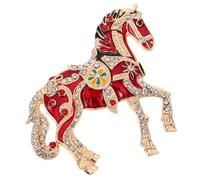 FOYTOKI Spilla da Bavero a Forma di Cavallo Smalto e Strass Rossi, Accessorio Versatile ed Elegante per Eventi e Festa di Stagione 2026