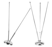 FOYTOKI Supporto Bandiera da Scrivania in Metallo Argento 2 Pezzi Doppio Palo Base Resistente per Ufficio e Occasioni Militari Facile da Installare e Trasportare