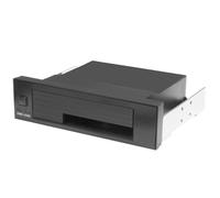 FOYTOKI Supporto Hard Disk Interno 5,25 Pollici per 2,5 e 3,5, Nero | Montaggio senza Viti, Struttura Stabile Anti-vibrazione, Cambio Rapido del Disco, Acciaio e Plastica