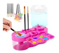 Foyucool Detergente per pennelli con 10 pennelli, risciacquo a ciclo dell'acqua con portapennelli e pallet, Brush Cleaner, Brush Rinser, per acrilico e colori a base d'acqua, rosa