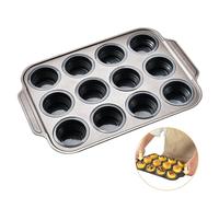 Foyucool Pieghevole Teglia Muffin in Silicone, Teglia per Cupcake da 12 Tazze, Press to Release, Tazza per Muffin in Silicone Antiaderente, Vassoio per Cupcake, Stampo per Cupcake per Torta, Grigio