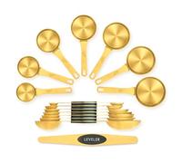 Foyucool Set di 15 Misurino e Cucchiaio Dosatore, 7 Cucchiai Magnetici a Doppia Faccia, 7 Tazze di Misurazione in Acciaio Inox, 1 Leveler, per Ingredienti Secchi e Liquidi, per Cucinare, Cuocere