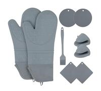 Foyucool Set di 9 Guanti da Forno e Presine da Cucina, Materiale Siliconico, Buona Resistenza al Calore, Guanti Ultra Lunghi, Senza BPA, Utilizzato per Cucinare, Cuocere, Forno, Barbecue