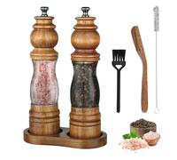 Foyucool Set in Legno Macina Sale e Pepe con Vassoio, Macinapepe Manuale da 20 cm Regolabile, Nucleo in Ceramica, Acrilico Trasparente