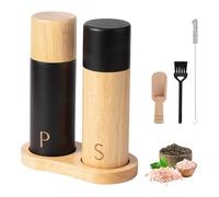 Foyucool Set Macina Sale e Pepe in Legno, 2 Macina Pepe Manuale, Granulosità Regolabile, Rotore in Ceramica, con Vassoio e Pennello per la Pulizia, per Lilla, Pepe, Sale, 7 Pollici, (Legno Nero)