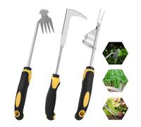 Foyucool Togli Erbacce da Giardino Set di 3, Manico in Gomma Giallo