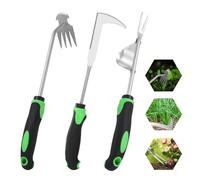 Foyucool Togli Erbacce da Giardino Set di 3, Manico in Gomma Verde
