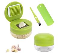 Foyucool Trita Aglio Professionale, Spremiaglio e Sbuccia Aglio 2 Pezzi, Schiaccia Aglio in Acciaio Inox con Pelapatate e Pennello di Silicone, per Aglio, Zenzero e Frutta