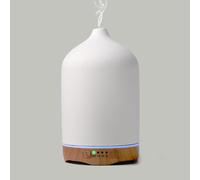 Foyucool Umidificatore in Ceramica, 250 ml Diffusore Ambiente, 7 Colori di Luce e 2 Modalità di Spruzzo, Temporizzazione 1/3/5H e Auto-Off Senza Acqua, Umidificatore per Ambiente Piante, Bianco