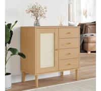 FOZICV Credenza in legno, credenza per camera da letto, soggiorno, bagno o ufficio, decorazione d'interni, design alla moda, marrone, 80 x 40 x 80 cm