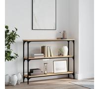 FOZICV Tavolo consolle per soggiorno con ripiani, 100 x 22,5 x 75 cm, tavolo multifunzione con ripiani, tavolo da esposizione, mobili, ingresso in legno di rovere Sonoma