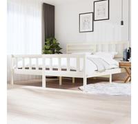FOZICV Telaio del letto in legno con testiera e pediera, multifunzionale, letto per gli ospiti, per la famiglia, per la camera da letto, design semplice ma senza tempo, bianco, 206 x 205,5 x 100 cm