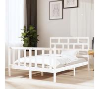 FOZICV Telaio del letto in legno con testiera e pediera, multifunzionale, letto per gli ospiti, per la famiglia, per la camera da letto, design semplice ma senza tempo, bianco, 195,5 x 140,5 x 69,5 cm