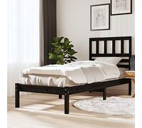 FOZICV Telaio del letto in legno con testiera, multifunzionale, letto per gli ospiti, per la famiglia, per la camera da letto, design semplice ma senza tempo, nero, 195,5 x 81 x 100 cm