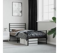 FOZICV Telaio del letto in metallo con testiera e pediera, multifunzionale, letto per gli ospiti, letto familiare, per camera da letto, design semplice ma senza tempo, colore nero, 207 x 112 x 90 cm