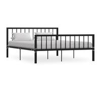 FOZICV Telaio letto in metallo con testiera e pediera multifunzionale, letto per gli ospiti, letto per la famiglia, per la camera da letto, design semplice ma senza tempo, colore nero, 208 x 166 x 84