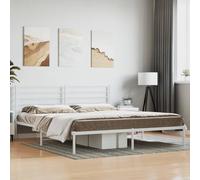 FOZICV Telaio letto in metallo con testiera multifunzionale, letto per gli ospiti, letto familiare, per camera da letto, design semplice ma senza tempo, bianco, 207 x 187 x 90 cm