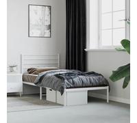 FOZICV Telaio letto in metallo con testiera, multifunzionale, letto per gli ospiti, letto per la famiglia, per la camera da letto, design semplice ma senza tempo, bianco, 196 x 80 x 90 cm