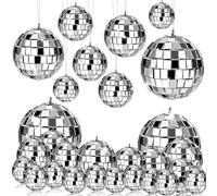 Fozriybefy 24 Pezzi di Palle da Discoteca A Specchio da Appendere, Decorazioni per Palle da Discoteca In Vetro, Decorazioni per Feste In Discoteca, per Decorazioni per Feste con Corda
