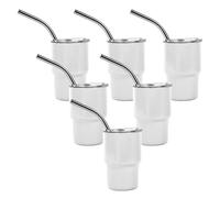 Fozriybefy 6 Bicchierini da Shot Mini da 3 Once con Cannuccia e Coperchi, Set di Bicchierini da Shot A Doppio Strato A Sublimazione per Bevande, Caffè