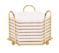 Fozriybefy 8 Sottobicchieri PC per Bevande Assorbenti con Supporto Set di Sottobicchieri nel Ceramica con Design nel Marmo Bevanda Calda e Fredda Super Assorbente
