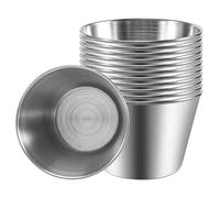 Fozriybefy Confezione da 12 - Bicchieri per Salsa Condimento nel Acciaio Inossidabile Spazzolato di Alta Qualità Pentole per Spezie Ciotole per Salse Liquide - 2,5 Once 70 Ml