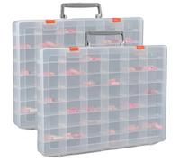 Fozriybefy Confezione da 2 Scatole Organizer In Plastica Trasparente da 48 Griglie con Divisori Regolabili, Contenitori per Gioielli e Perline