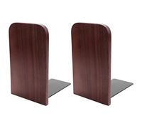 Fozriybefy Fermalibri In Legno 2 Pezzi con Base In Metallo Resistente In Noce Nero con Supporto Antiscivolo per Desktop o Scaffali per Ufficio