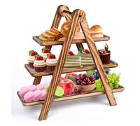 Fozriybefy Vassoi da Portata A 3 Livelli In Legno, per Cupcake per Espositore da Tavolo da Dessert, Supporto per Vassoio A Tre Livelli Staccabile In Legno